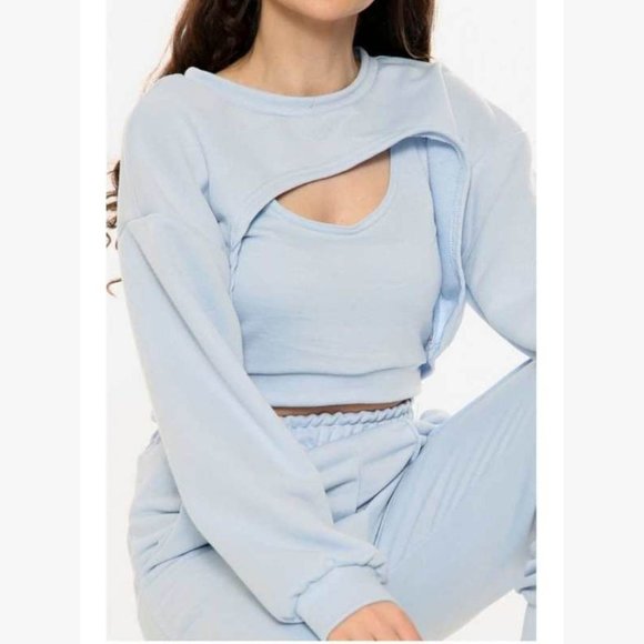 (NWT) 3-Piece Bolero Jogger Set - Blue - Picture 8 of 10